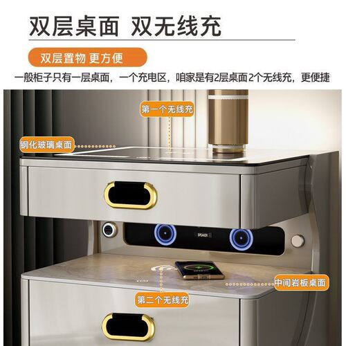 现简BCR约充电虎牌保险箱智能床边柜线指无锁一代体保险柜床头纹
