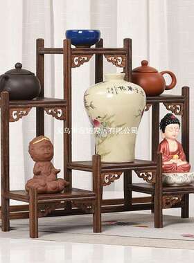 型实木鸡翅木梅花博古置架中式摆收纳架台CD0149多宝物架茶具摆件