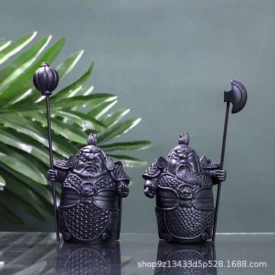 护宅轻人奢复哼哈二将新中式风树脂摆件家国居装饰品古风8018物雕