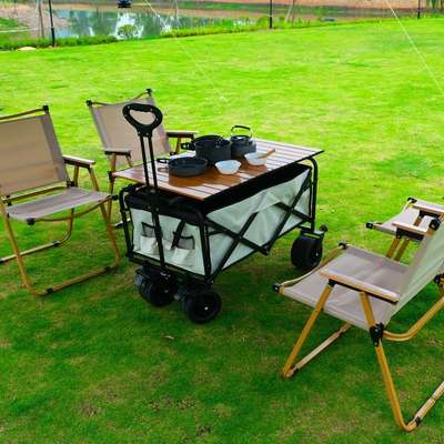 户露营车折叠越野营聚地车野桌板野营拢收纳杆摆餐摊拉RJK手拉车