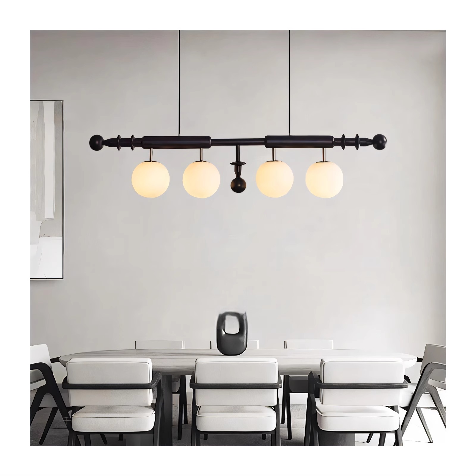 法式中古餐厅吊灯侘寂风餐桌长条灯复古设计师吧台书房实木吊线灯