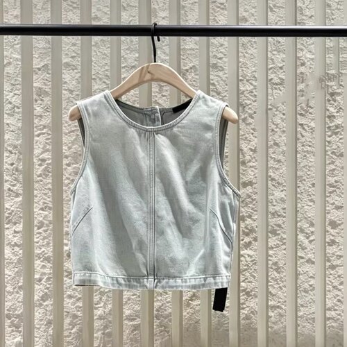 正品2026夏新品天丝棉轻薄牛仔浅蓝短款上衣MBF2TOP054