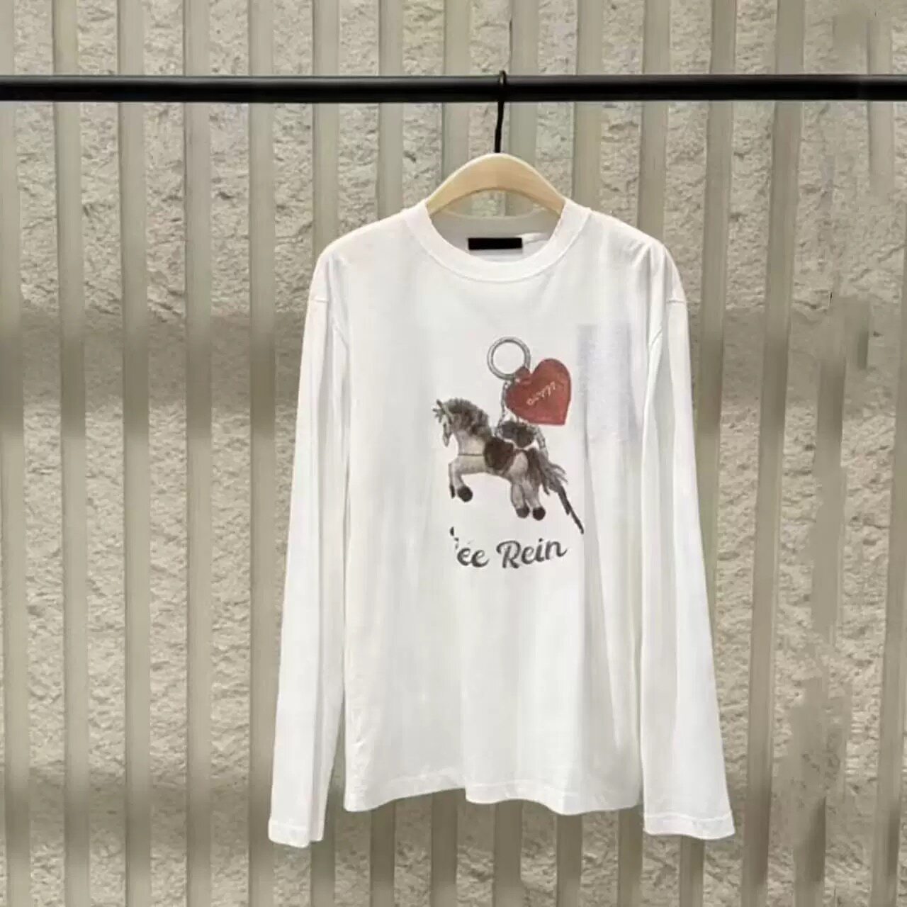 正品2026春新品马年系列怀旧印花含亚麻白色长袖T恤MBF1TEE034