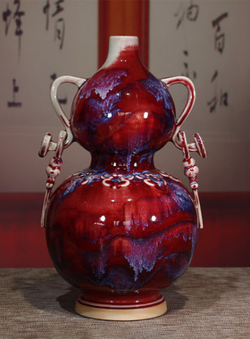 钧瓷福禄如意祝福摆件中式陶瓷家居客厅玄关装饰工艺品高档送礼品