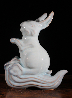 钧瓷家居祝福摆件陶瓷创意十二生肖桌面玄关博古架装饰品前途似锦