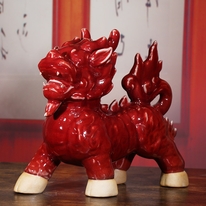 禹州神垕钧瓷麒麟貔貅现代家居钧窑工艺品窑变摆件客厅镇宅送礼