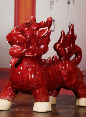 禹州神垕钧瓷麒麟貔貅现代家居钧窑工艺品窑变摆件客厅镇宅送礼