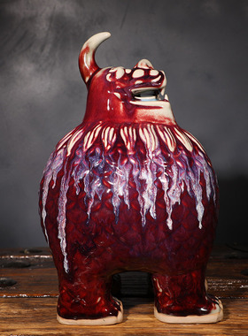 钧瓷摆件天禄貔貅招财神兽办公室桌面开业祝福吉祥物送领导礼盒装