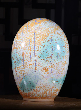 钧瓷摆件窑变釉来福石陶瓷高档家居中式客厅玄关博古架工艺品摆设