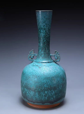 河南禹州钧瓷刘静娄高强大师纯手工炭烧窑变炉钧青铜釉威武尊礼品