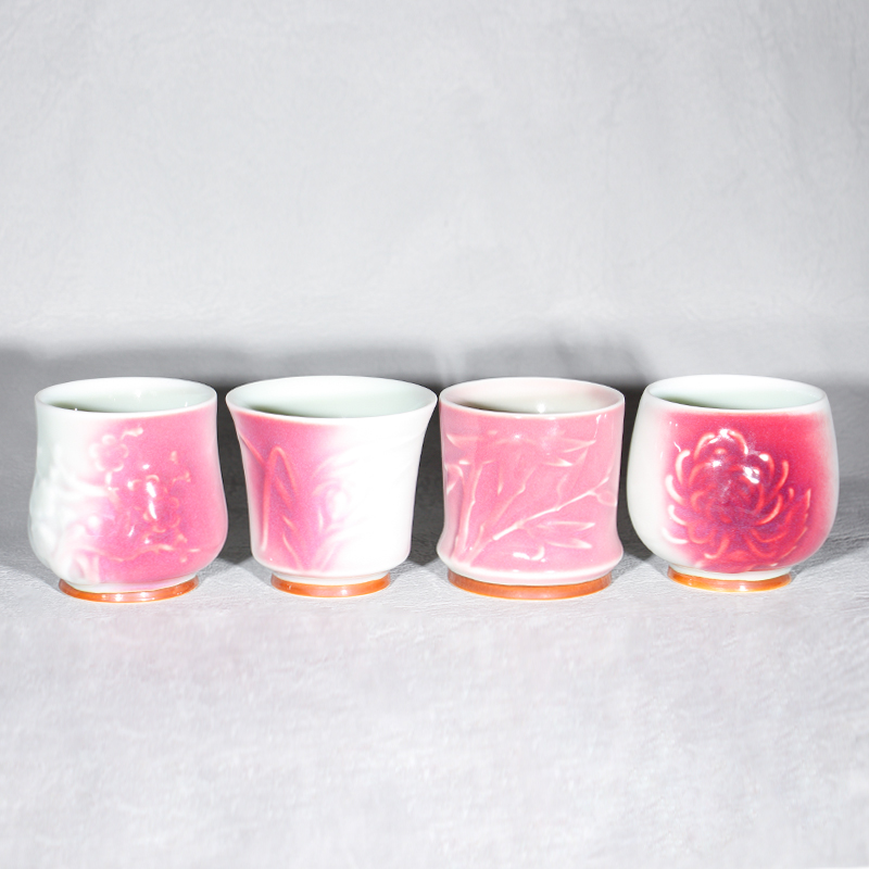 神垕钧瓷茶杯周贯涛老师美人醉梅兰竹菊客人杯主人杯品茗茶具