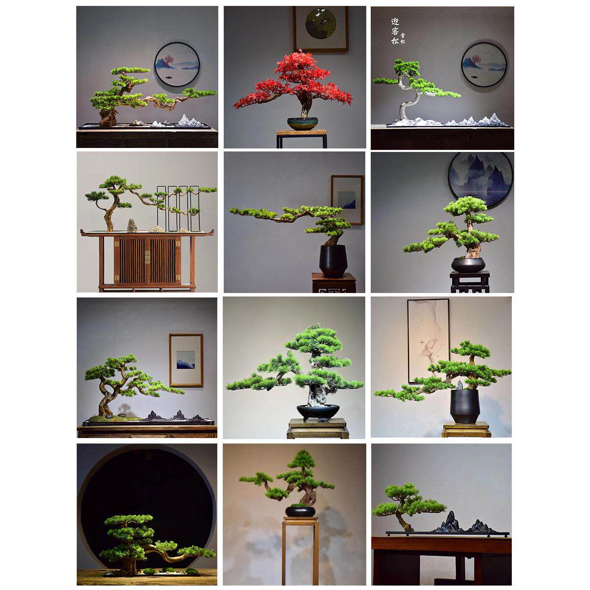 清仓特价仿真迎客松盆景绿植桌面新中式禅意摆件玄关客厅家居装饰