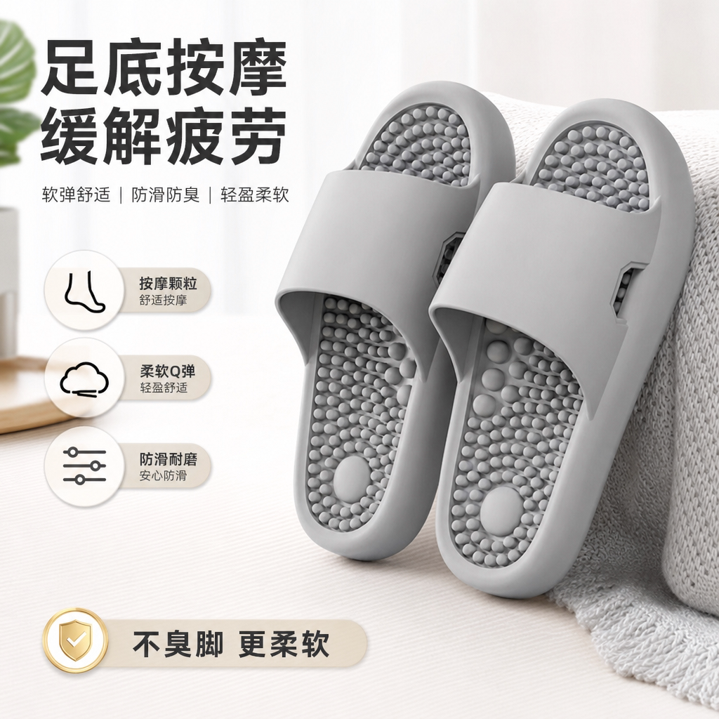 穴位按摩拖鞋男士2026新款室内居家缓解疲劳防滑防臭足底按摩凉拖