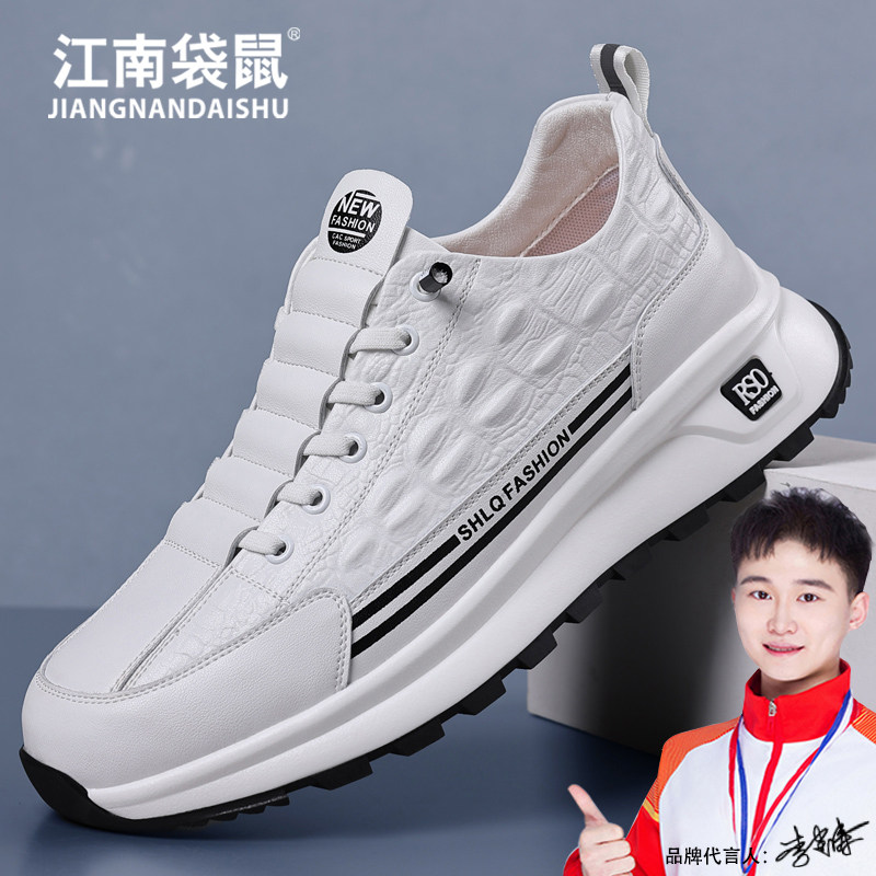 江南袋鼠男鞋白鞋春季新款运动鞋百搭防滑软底爸爸鞋中年休闲皮鞋,流行男鞋,时尚休闲鞋,淘宝优惠券,粉丝福利购,淘宝优惠卷