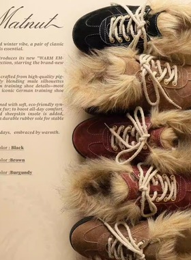 MATNUT FURRY MULE SLIPPERS 休闲复古 厚底德训 穆勒半拖毛鞋
