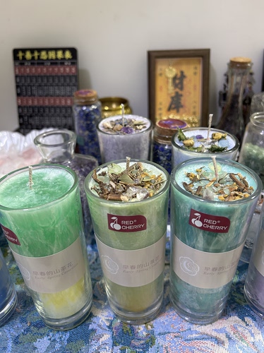 纯色双色冰花蜡180ml可燃38-72小时草本配方搭配天然水晶买2送1