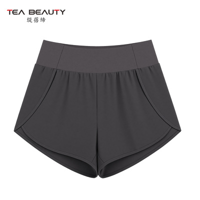 Tea Beauty薄款透气瑜伽短裤户外跑步健身高腰蜜桃速干运动短裤女
