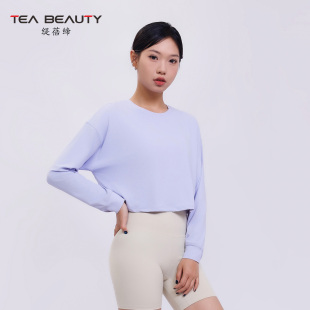 T恤女宽松圆领瑜伽服跑步健身上衣秋冬打底衫 Tea Beauty运动长袖