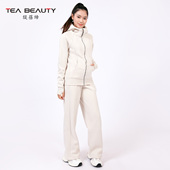 Beauty运动卫裤 女高腰直筒长裤 宽松加绒休闲卫衣时尚 Tea 套装 秋冬