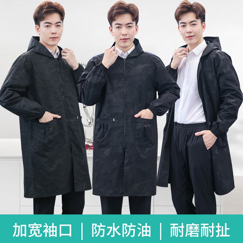 加长男士防水罩衣耐磨工作服车间汽修工厂家用厨房围裙劳保服大褂