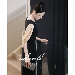 晚礼服女宴会轻奢小众高端高级感黑色主持人端庄大气裤装连体裤裙