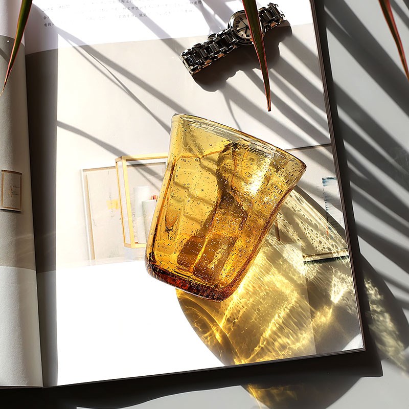 YUKI又见夏雨荷 中古风泡泡杯 日式气泡彩色水杯酒杯纯手作玻璃杯