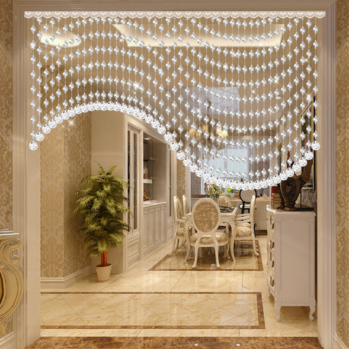 水晶帘子客厅过道珠帘隔断帘波浪装饰珠子家用玄关免打孔门帘挂帘
