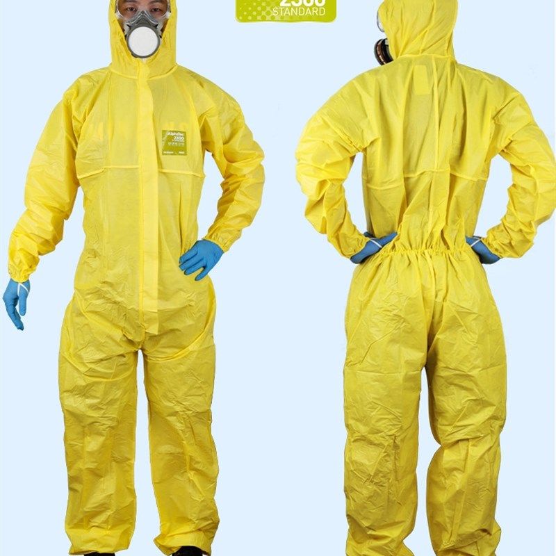 安思尔生化实验室防护服喷漆专用连体全身防化服耐酸碱化工隔离服