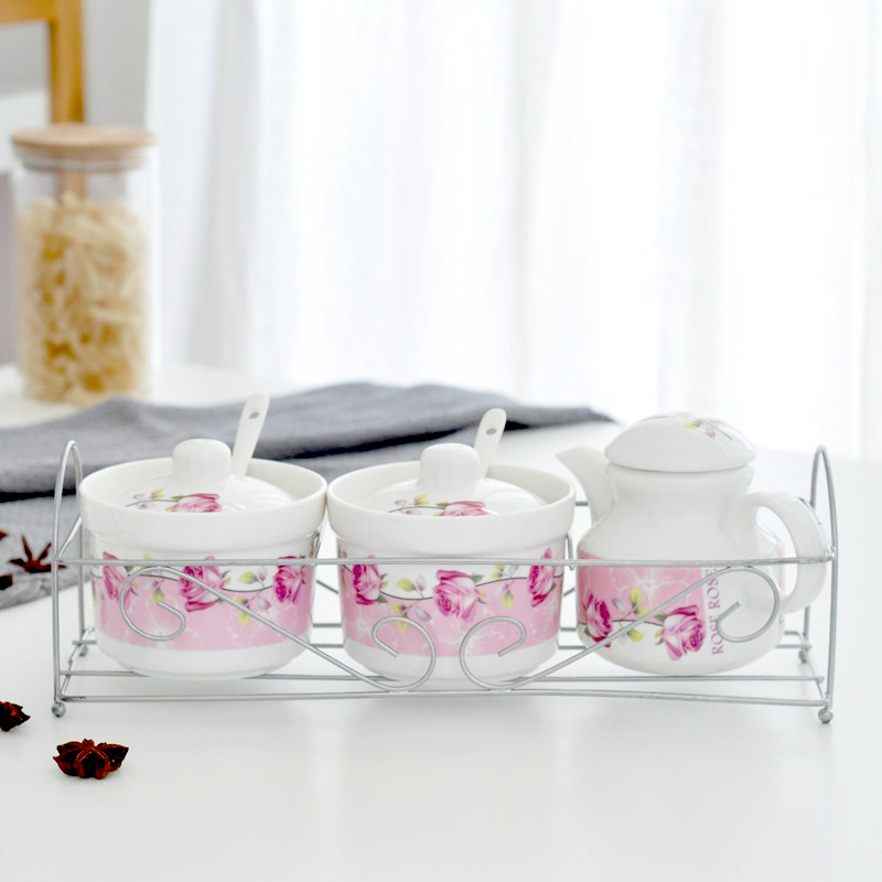 包邮创意调料盒陶瓷盐辣椒酱罐 酱油醋壶 调料瓶调味盒油壶套装