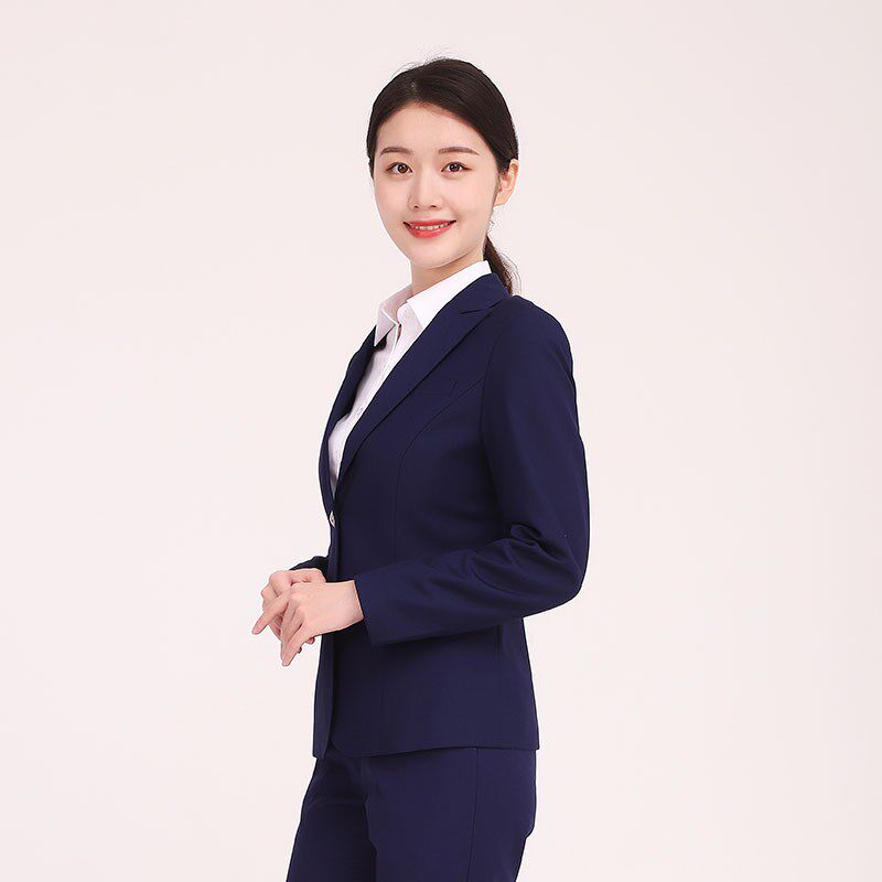 林肯中心西装新款女士工作服宝蓝色女西服修身职业装销售正装外套