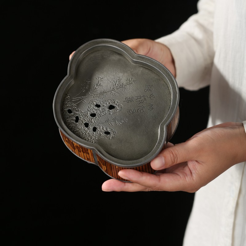 中式梅妃纯锡壶承盘干泡家用储水茶海茶台建水功夫茶具干泡台茶盘