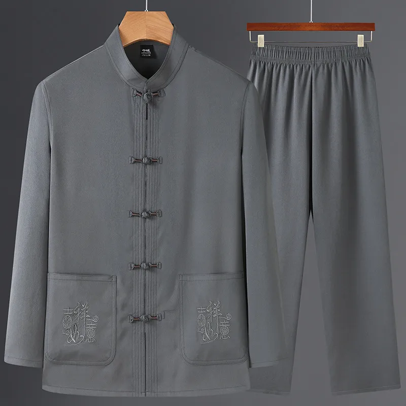唐装男春夏装外套中国风爷爷薄款中老年汉服老人衣服爸爸套装