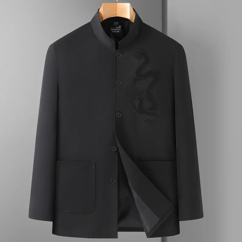 唐装男春秋装外套中国风爷爷中山装中老年汉服老人衣服爸爸套装