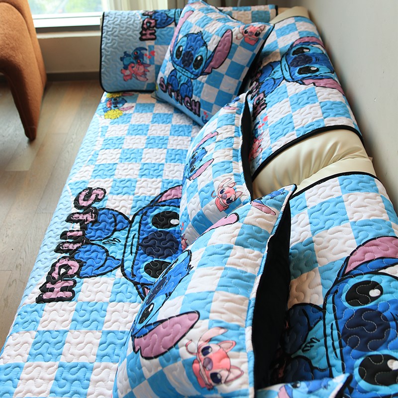 奥比森史迪奇stitch沙发垫卡通动漫史迪仔沙发坐垫四季防滑套罩巾