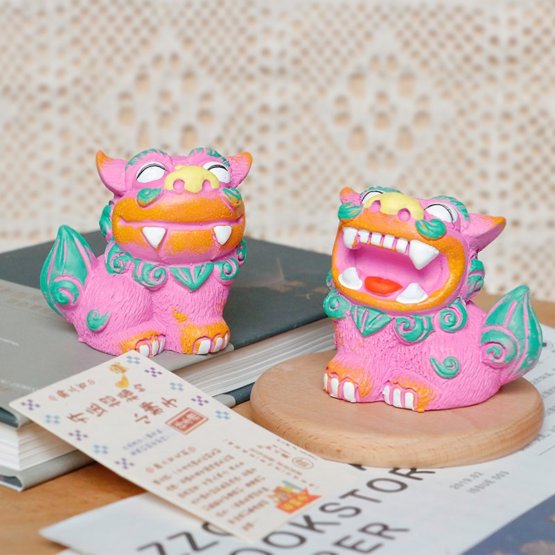 狮三百喜上眉梢 石敢当桌面装饰摆件客厅书房家居品开业礼物