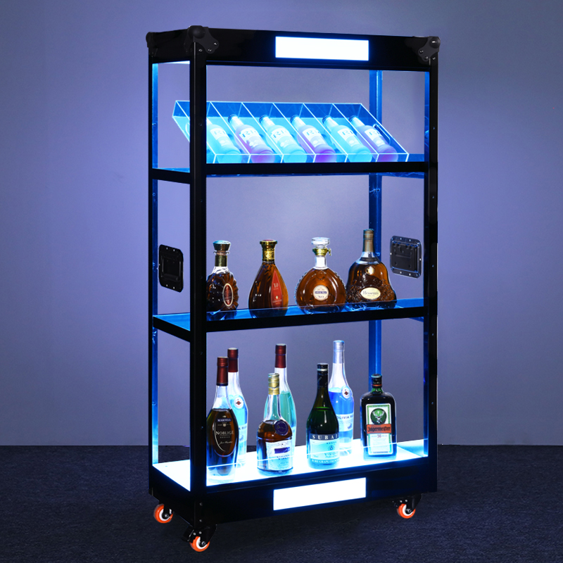 led发光酒柜酒吧红酒洋酒展示柜KTV双层香槟酒架亚克力移动酒柜