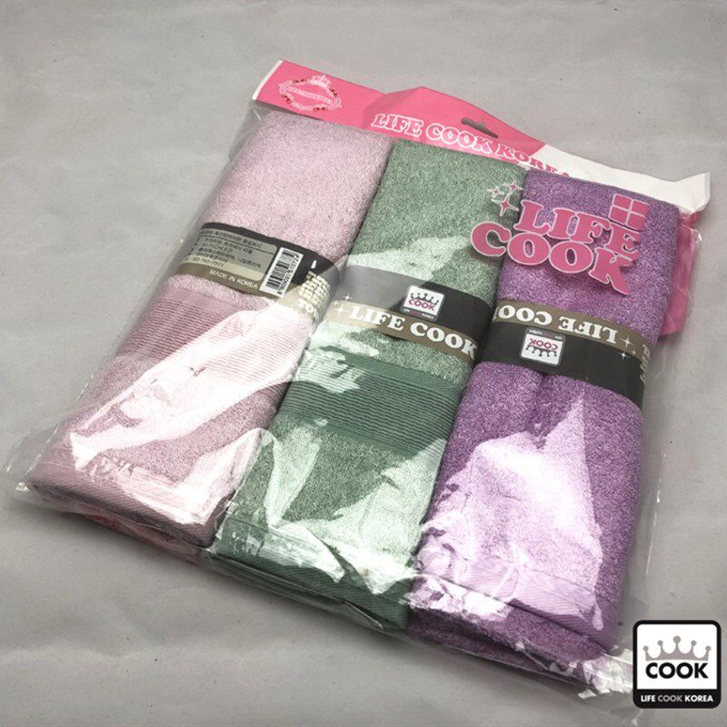 韩国LIFE COOK 竹纤维毛巾面巾洗脸巾擦脸巾成人毛巾干发巾3条装