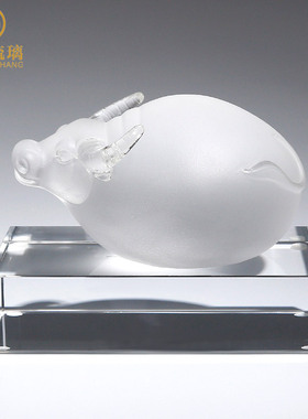 琉璃生肖牛小动物家居玻璃工艺品创意可爱装饰品水晶摆件生日礼物