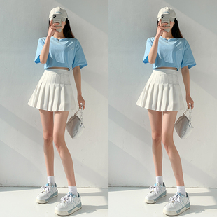 白色百褶裙女春夏2022新款 a字小个子胖mm半身裙短裙 高腰显瘦大码