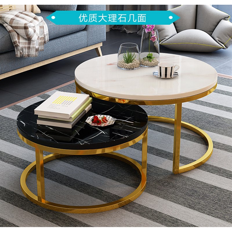 包邮北欧茶几简约小户型组装式茶台家用客厅创意铁艺玻璃圆形茶桌