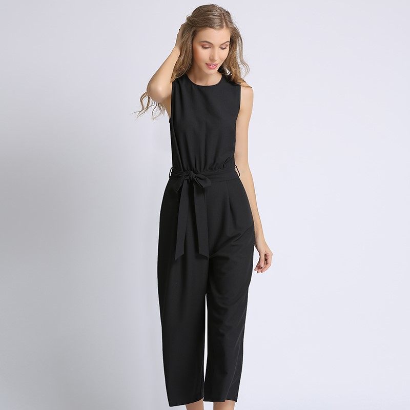 大码无袖连衣裤女装连体裤2021新款春气质连身裤夏季九分裤长款薄