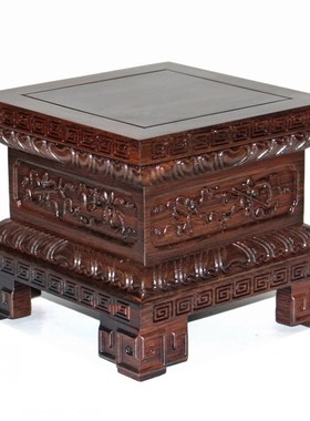 实木金刚佛像底座加高 观音佛祖神像关公财神供座黑梓木摆件底托