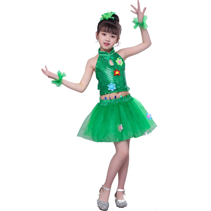 六一儿童演出服男女童幼儿园亮片少儿爵士舞表演服装舞蹈蓬蓬纱裙