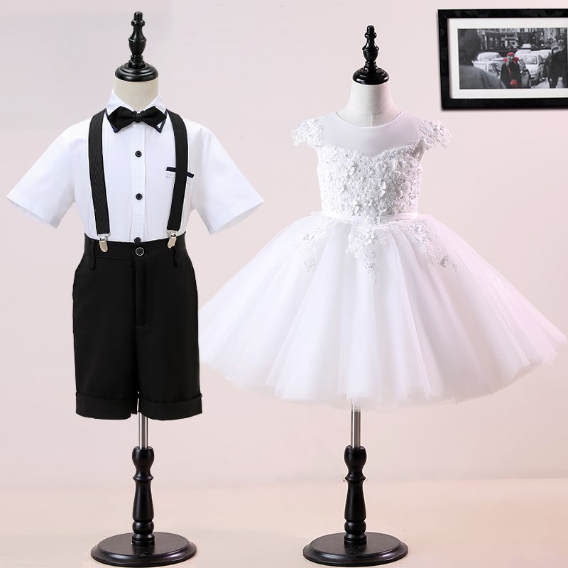 幼儿园毕业服装儿童演出服小学生表演服装女童礼服男童背带裤套装