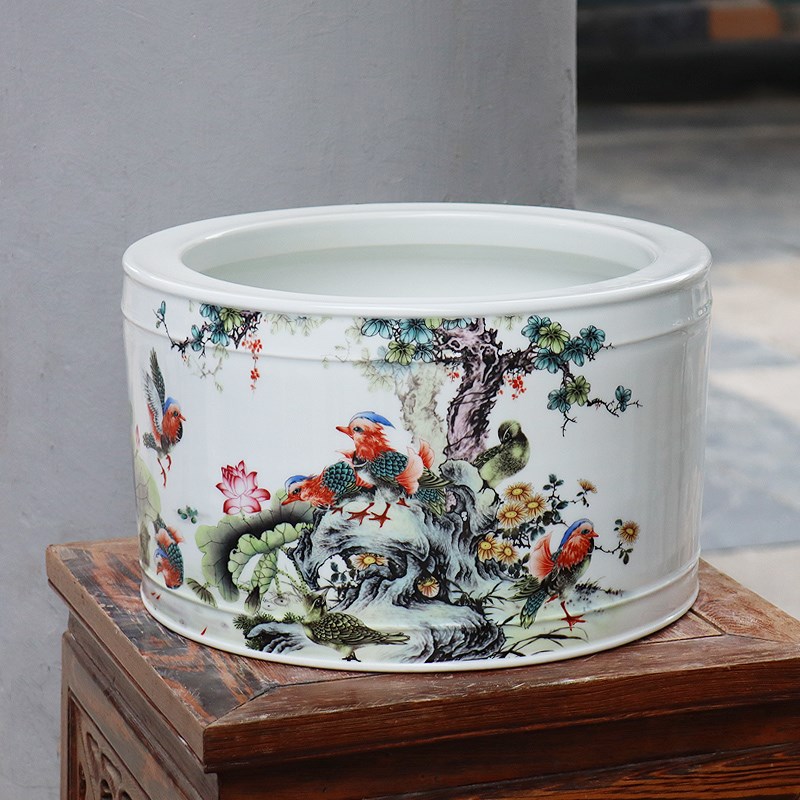 景德镇陶瓷器金鱼缸乌龟缸荷花睡莲缸直筒笔海笔筒桌面收纳中国风