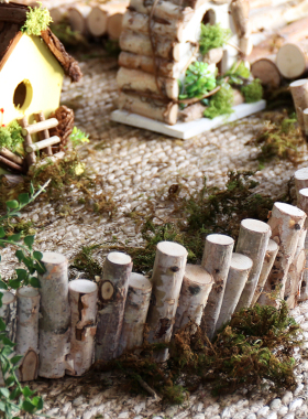 桦木小栅栏小篱笆装饰摆件场景围栏隔断落地造景道具户外庭院花园