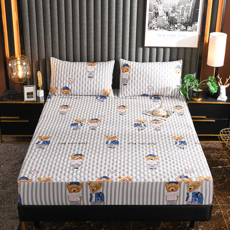 纯棉床笠单件全棉加厚夹棉薄床垫套席梦思保护套防滑卡通儿童床罩