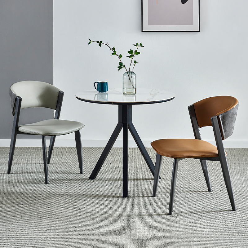 岩板圆桌餐桌休闲门店接待洽谈桌椅组合阳台桌子家用郁金香小圆桌