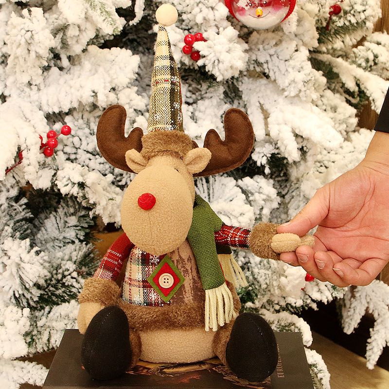 伸缩圣诞老人雪人麋鹿公仔娃娃橱窗摆件礼物圣诞节装饰品场景布置