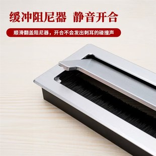 铝合金穿理线盒长方形电脑办公桌线孔盖板桌面钻孔装 饰孔盖书桌孔